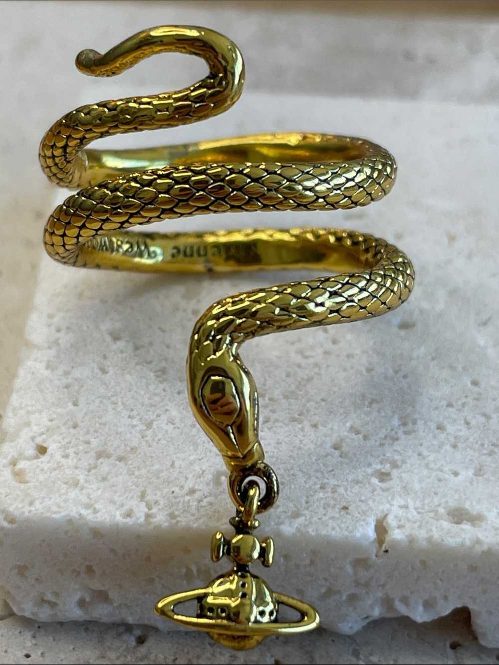 Vivienne Westwood Gold Snake Wrap Ring with Orb Charm